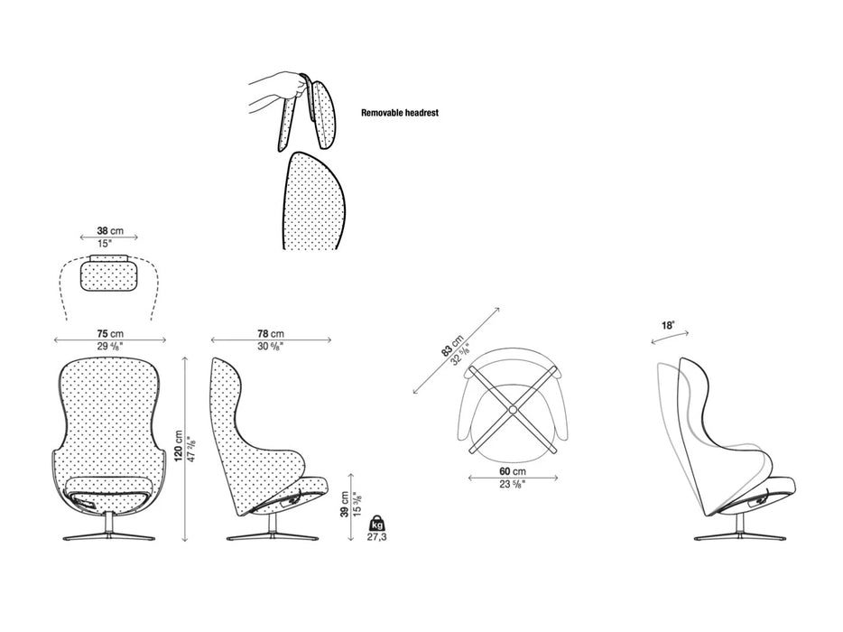 義大利家具 Kristalia Dua Relax 高背 主人椅．休閒扶手椅-17