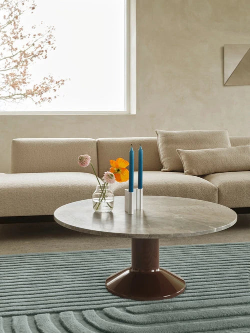 Midst Coffee Table Grey Marble Dark Red 3-seat
