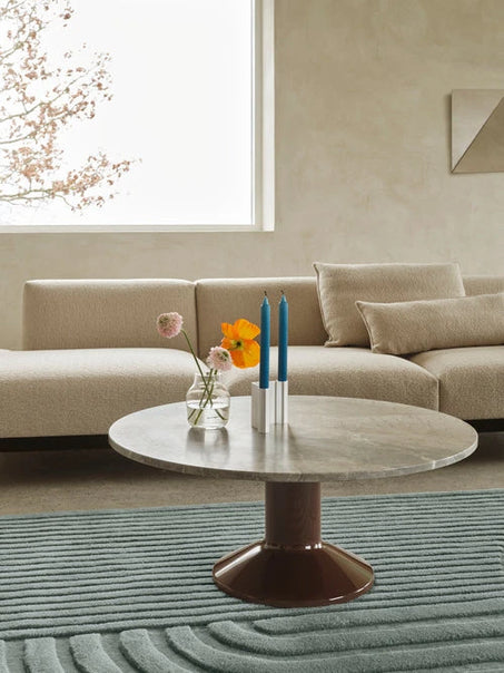 Midst Coffee Table Grey Marble Dark Red 3-seat