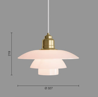 PH 3½-3 Pale Rose Brass 淡粉玫瑰色玻璃黃銅吊燈