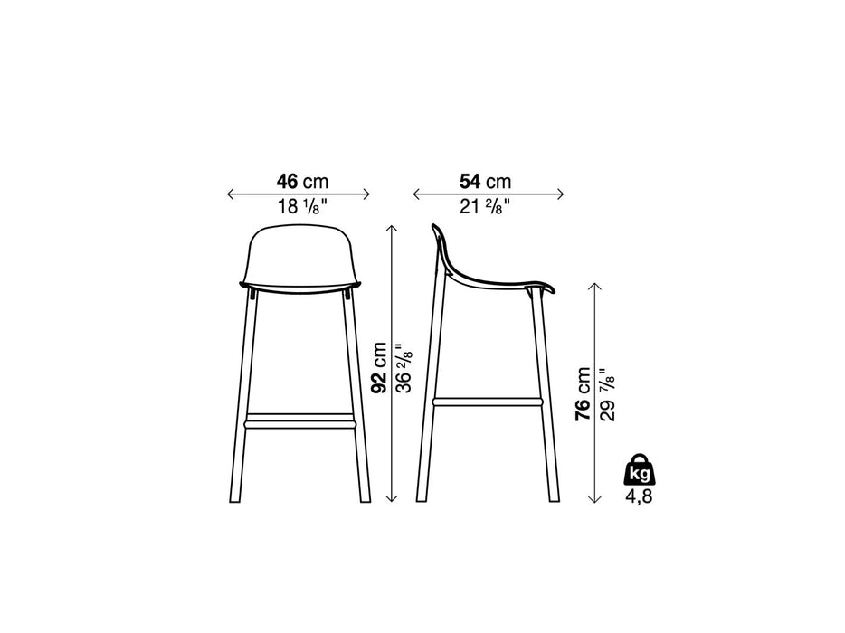 Sharky Stool 鯊魚吧台椅 - 低背款 / 木腳 / 座高 76cm Kristalia 居雅堂 JYT Design