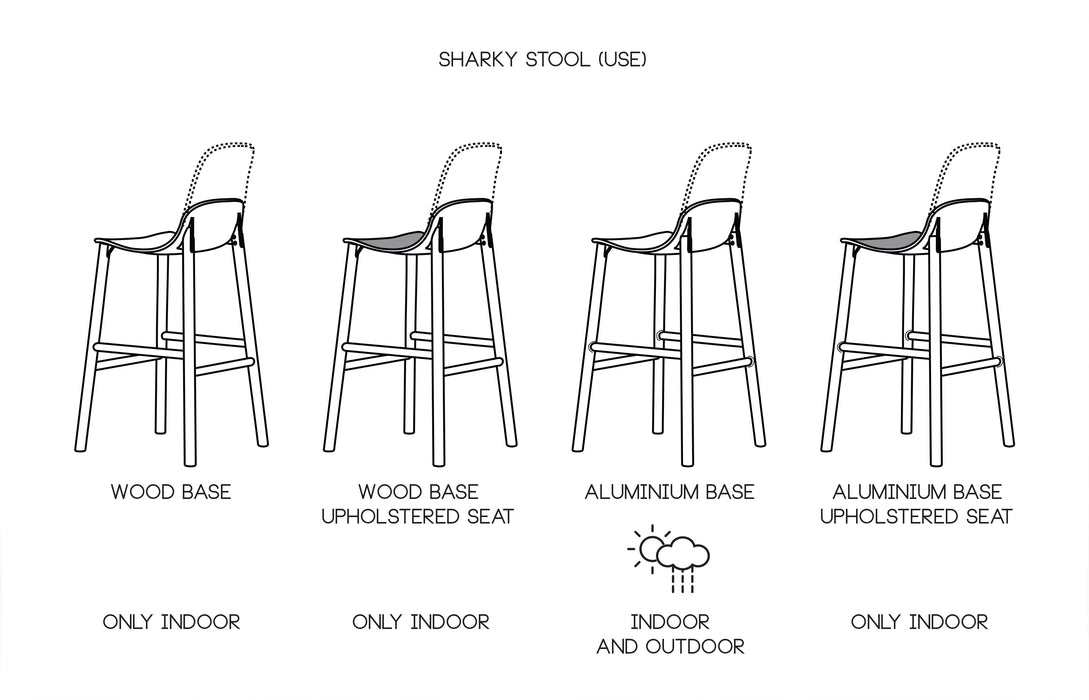 Sharky Stool 鯊魚吧台椅 - 低背款 / 鋁腳 / 座高 76cm