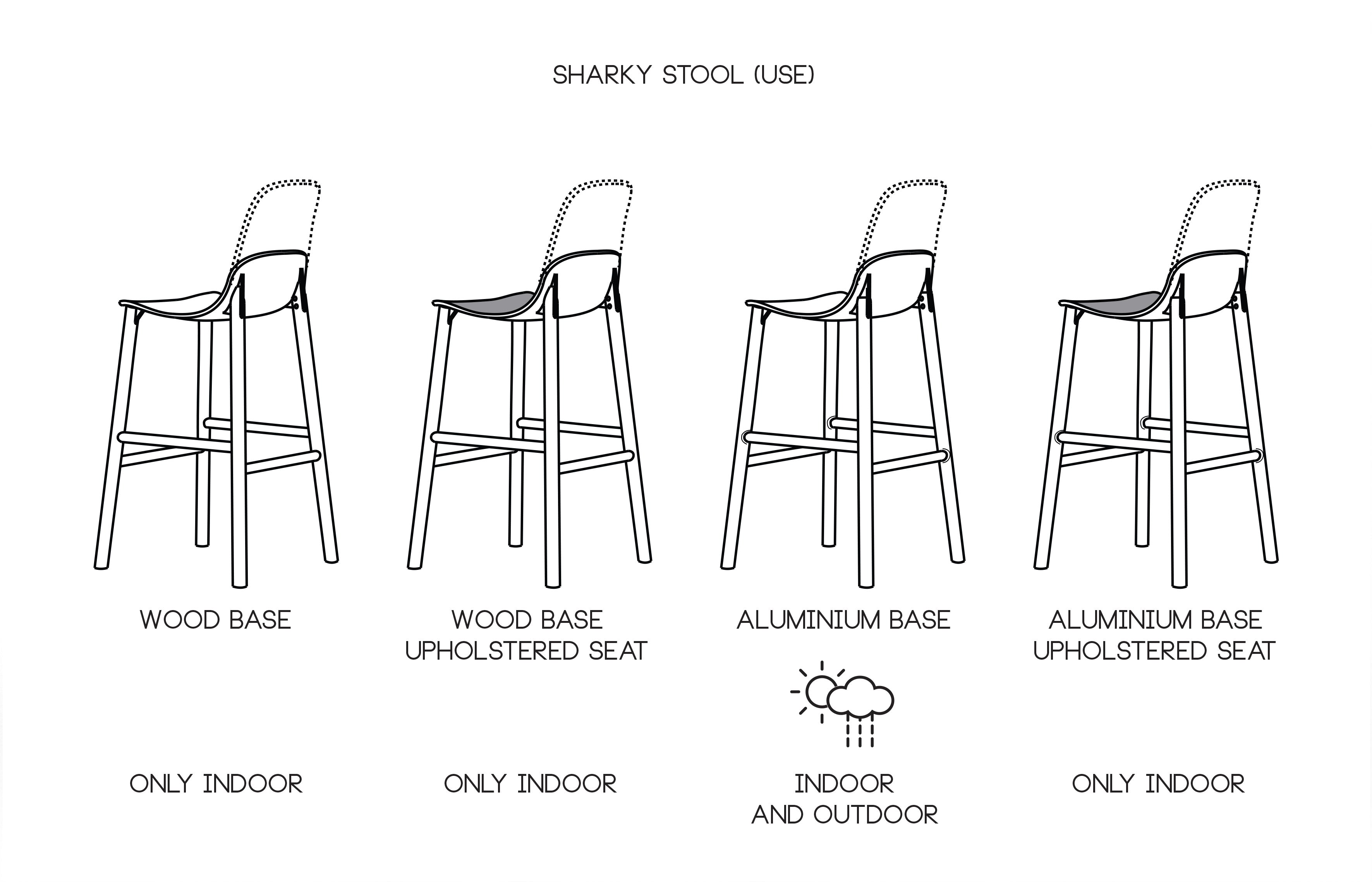 Sharky Stool 鯊魚吧台椅 - 低背款 / 木腳 / 座高 76cm