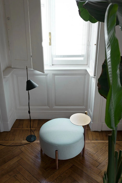 Bolzan Flag Pouf 椅凳  托盤款 / 深墨綠紡織椅座 胡桃木椅腳 黃銅色托盤 ( 台中展示優品 ) Bolzan 居雅堂 JYT Design