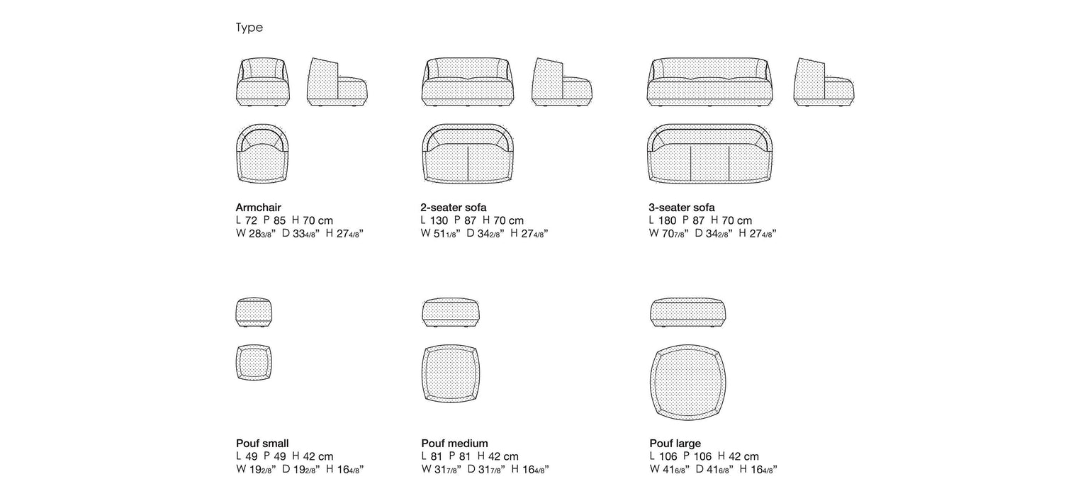Brioni Up 向上島嶼沙發 3 人座 Kristalia 居雅堂 JYT Design