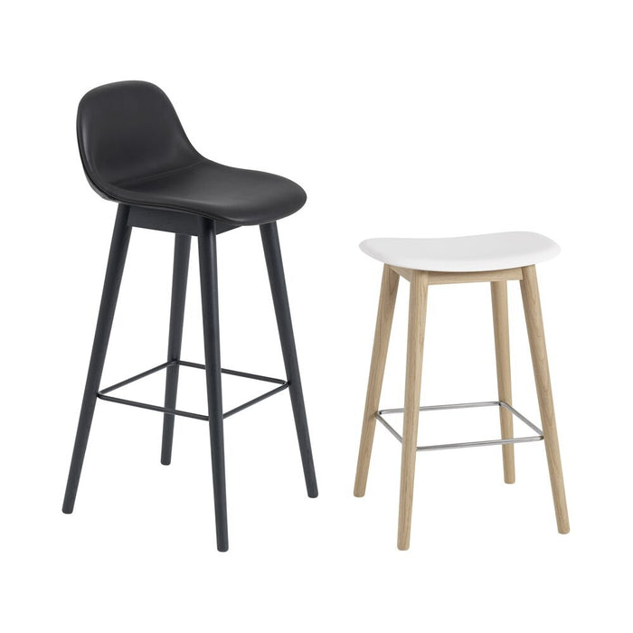 Fiber Barstool 木纖中島椅 背靠款 - 皮革包覆 / 橡木椅腳 / 座高 65cm