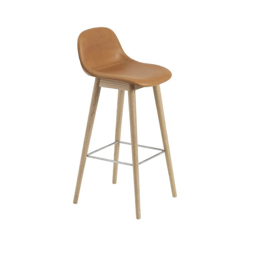 Fiber Barstool 木纖吧台椅 背靠款 - 皮革包覆 / 橡木椅腳 / 座高 75cm Muuto 居雅堂 JYT Design