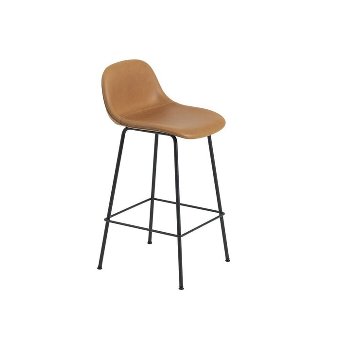 Fiber Barstool 木纖中島椅 背靠款 - 皮革包覆 / 金屬椅腳 / 座高 65cm
