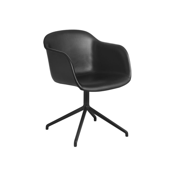 北歐餐椅 Fiber Armchair 木纖系列 - 黑色皮革包覆款 