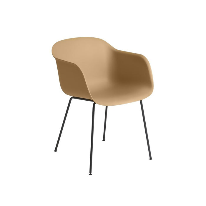 北歐餐椅 Fiber Armchair 單柱椅腳木纖單椅-黃赭色