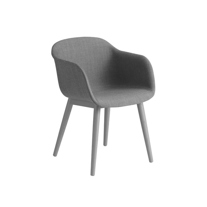 北歐餐椅 Fiber 單柱椅腳木纖單椅紡織包覆款 - 灰色 