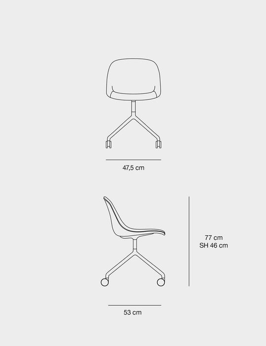 Fiber Side Chair Swivel Base W. Castors 木纖辦公椅 - 附輪 / 椅面包覆