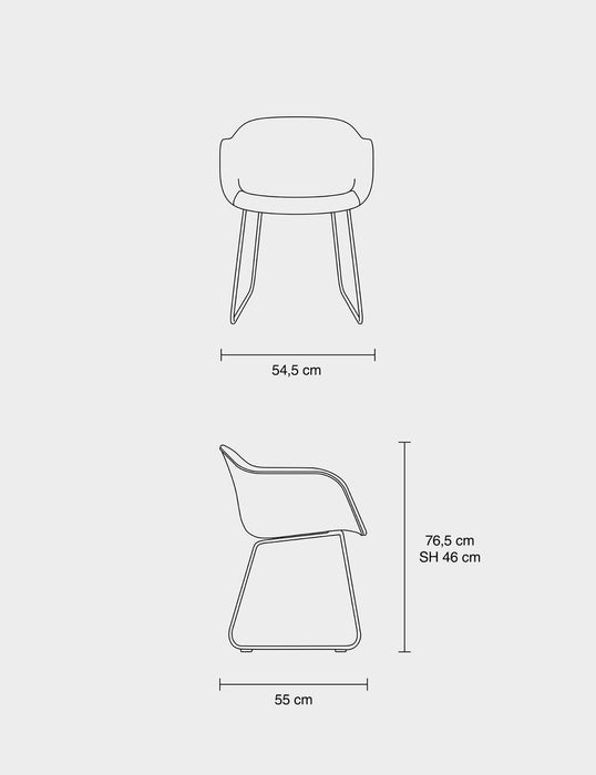 Fiber Armchair Sled Base 木纖扶手椅 - U 型腳