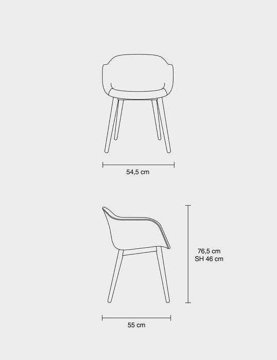 Fiber Armchair Wood Base 木纖木腳扶手椅 - 椅面包覆