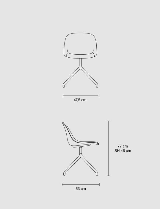 Fiber Side Chair Swivel Base 木纖旋轉單椅 - 椅面包覆